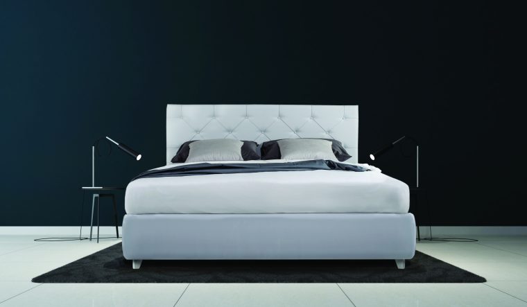 modern black elegant bedroom interior design and black wall back