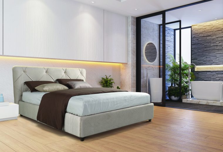Modern luxury master bedroom interior ideai,with master bathroom,3drender